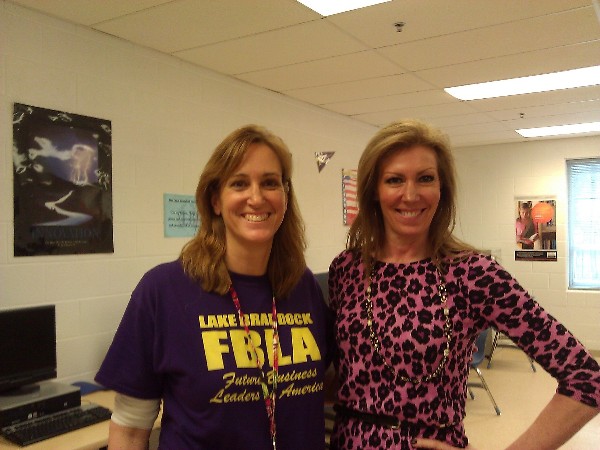 In February, Linda Drake (r), the chapter’s lead for its Adopt-a-School program, meets with Eileen Fox, business and information technology instructor, Lake Braddock Secondary School. Fox invited Drake to speak at an upcoming Future Business Leaders of America meeting.